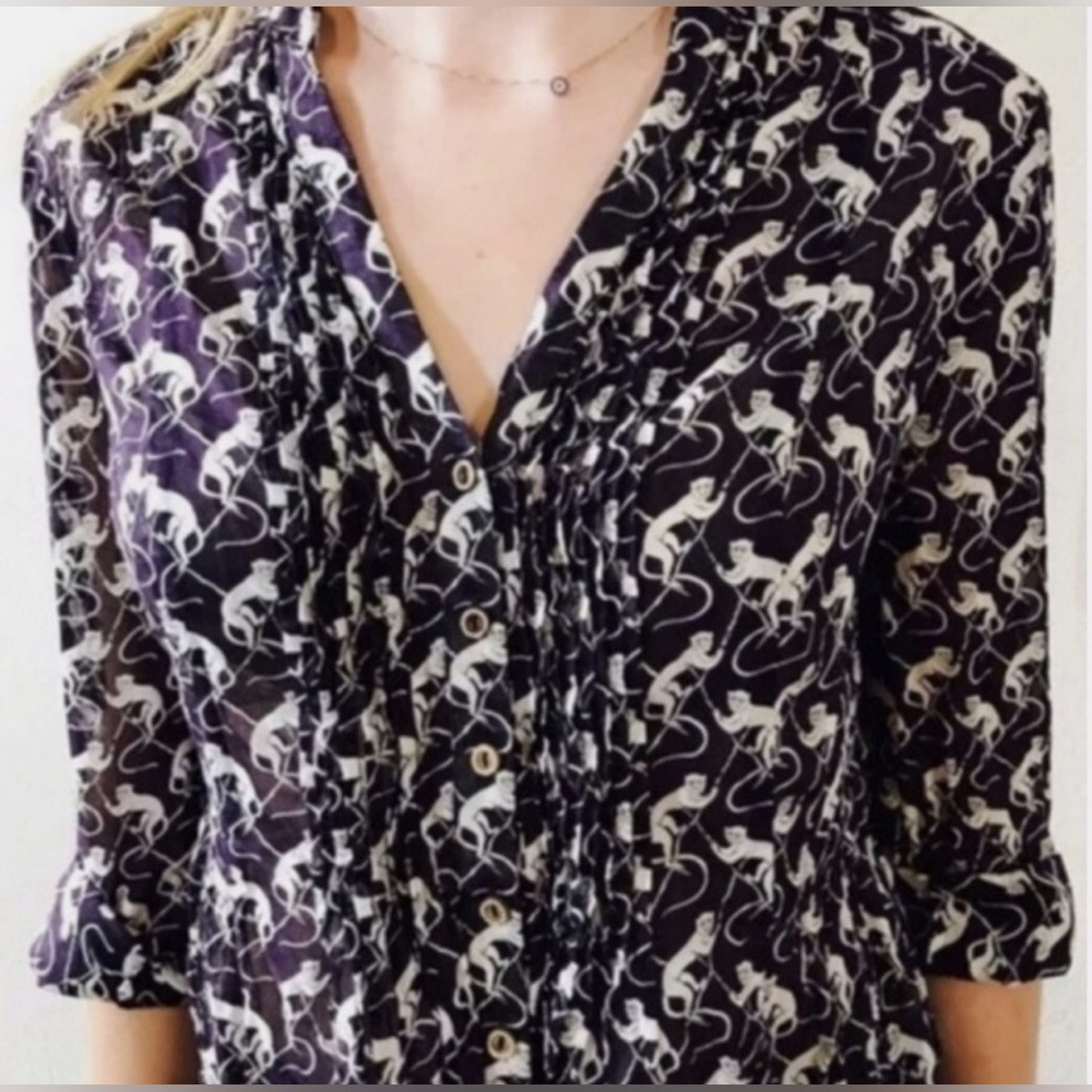 NWOT Maeve •Anthropologie Monkey Top Size 4 Sheer